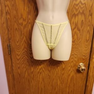 Victoria Secret Thong Panty With RhinestonesChic Yellow Women's Sz Med NWT